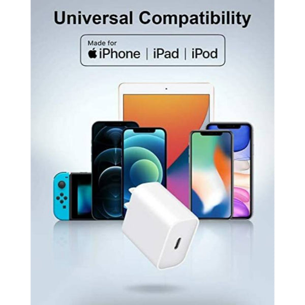 TheHatke 20W - USB Type C Power Charging Adapter for iPhone, iPad & AirPods - WHITE