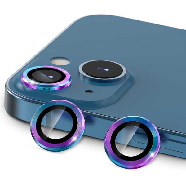 Rainbow Metallic camera ring lens guard for Apple iphone 13