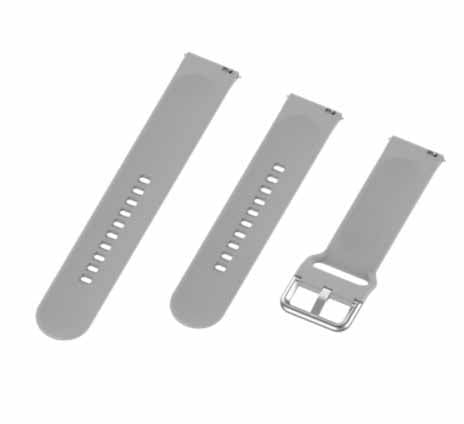 Grey Plain Silicone Replacement Band Strap With Stainless steel Buckle For Smart Watch (22mm)
