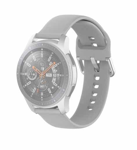 Grey Plain Silicone Replacement Band Strap With Stainless steel Buckle For Smart Watch (22mm)