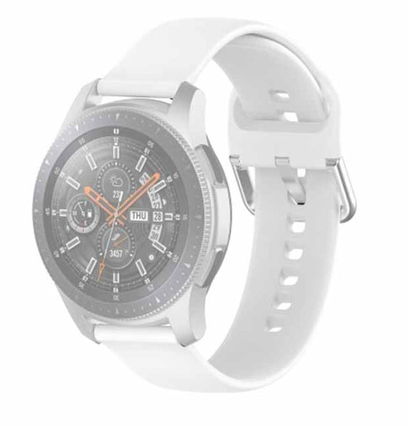 White Plain Silicone Replacement Band Strap With Stainless steel Buckle For Smart Watch (22mm)