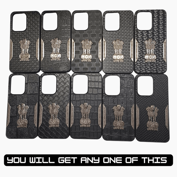 Black Satyameva Jayate embossed Leather Case for Oppo Reno 13