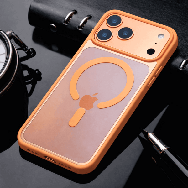 Orange MagSafe Clear Transparent Silicone case for Apple iphone 17 Pro