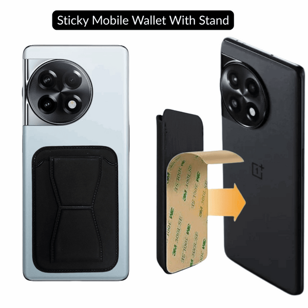Brown Sticky Mobile Wallet With Stand (Compatible For Only Android)