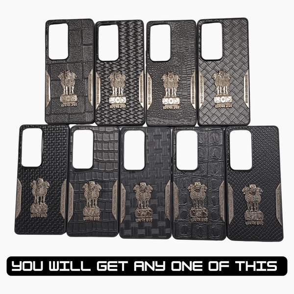 Black Satyameva Jayate embossed Leather Case for Vivo V30