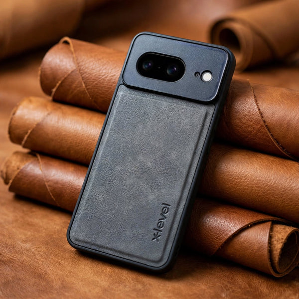 X-LEVEL Grey Leather Case for Google pixel 8