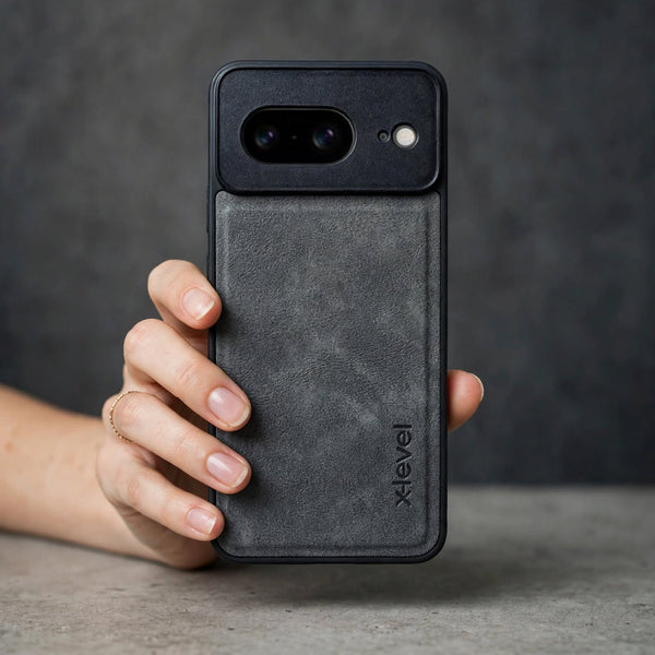 X-LEVEL Grey Leather Case for Google pixel 8
