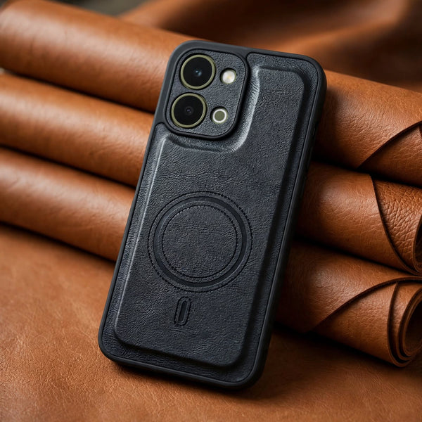 Crest Black Leather Case for Vivo T5X