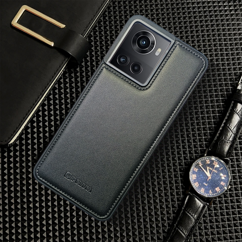 Prime Leather Black Leather Case for Oneplus 10R