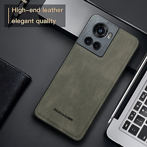 Grey Classic Leather Case for Oneplus 10R