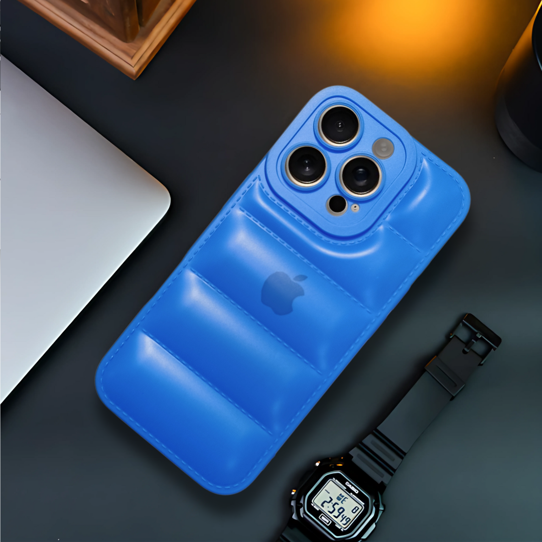 Sky Blue Puffon silicone case for Apple iPhone 16 Pro Max