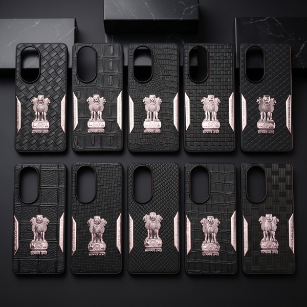 Black Satyameva Jayate embossed Leather Case for Oppo Reno 10 Pro