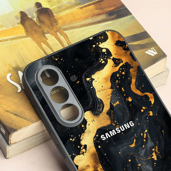 Black Gold Blaze  metal back case for Samsung A55