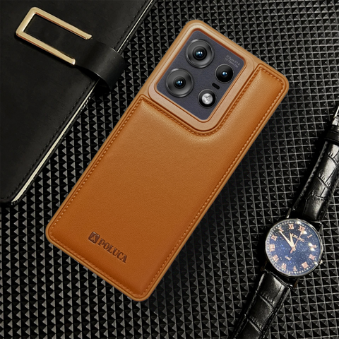 Prime Leather Brown Leather Case for Motorola Edge 50 Pro