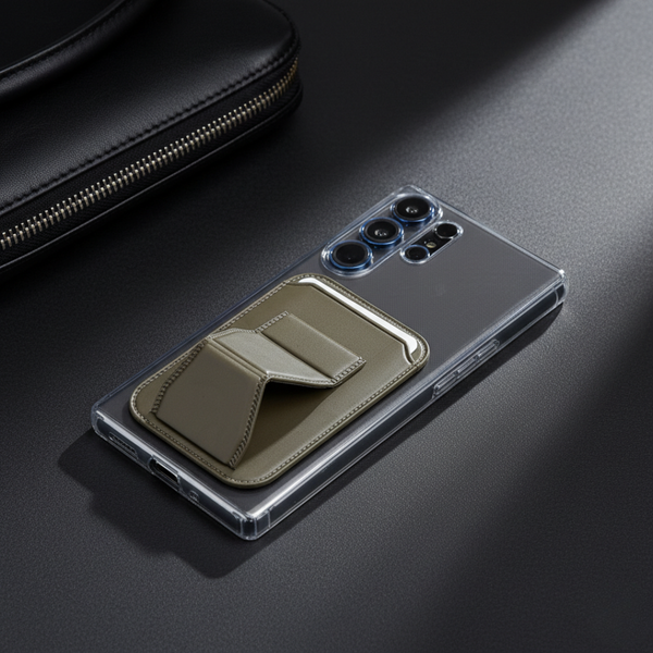 Green Sticky Mobile Wallet With Stand (Compatible For Only Android)