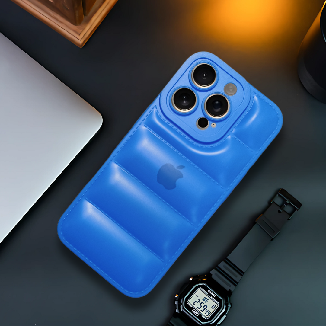 Sky Blue Puffon silicone case for Apple iPhone 16 Pro