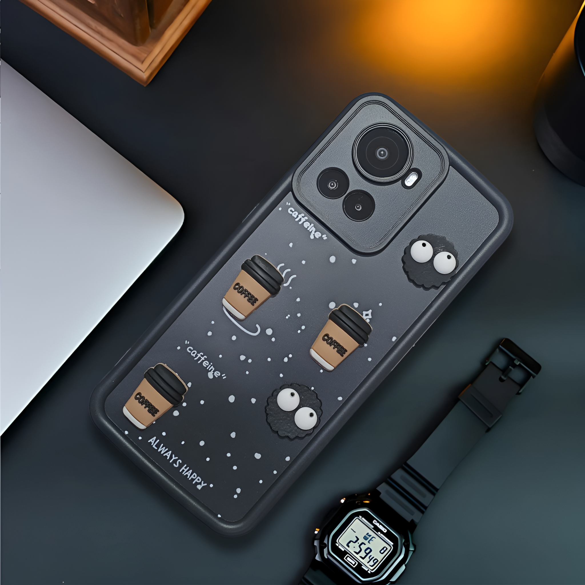 Black COFFEE (ALWAYS HAPPY) Silicone case for Oneplus 10R