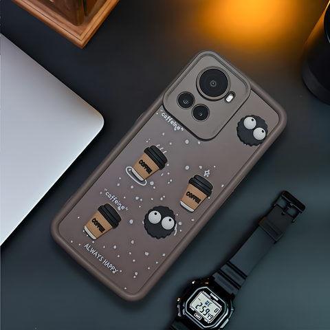 Brown COFFEE (ALWAYS HAPPY) Silicone case for Oneplus 10R