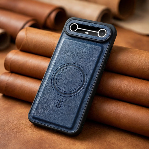 Crest Dark Blue Leather Case for Tecno Pova Slim