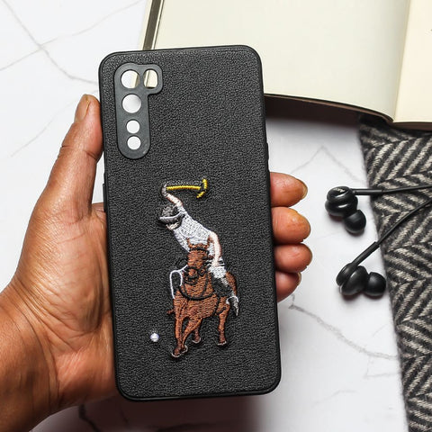Black Leather Horse rider Ornamented for Oneplus Nord