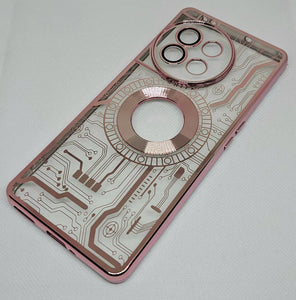 Pink Watch Machine Logo Cut Transparent Case for Oneplus 11