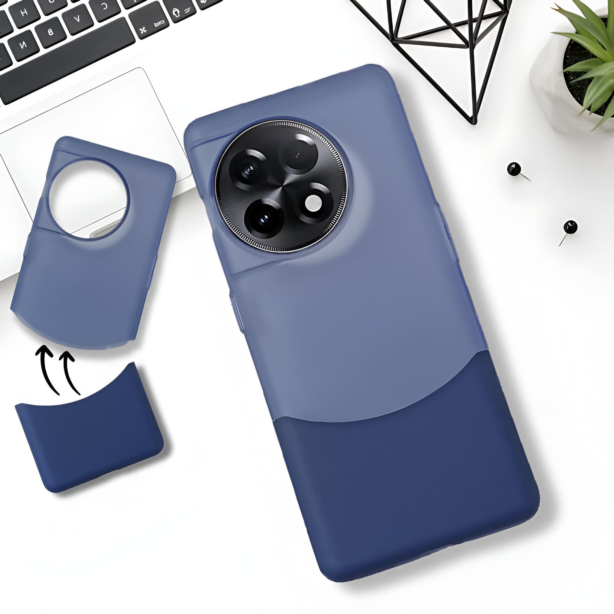 Dark Blue Detach Matte Case For Oneplus 11R