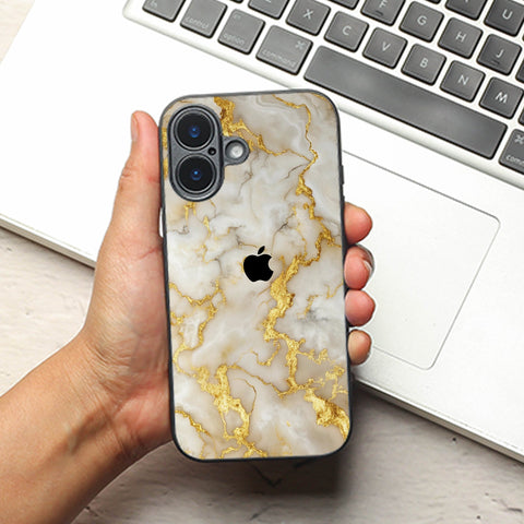 Gold Vein Glory metal back case for Apple Iphone 16 Plus