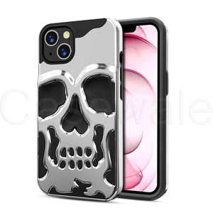 Silver Hollow Skull Design Silicone case for Apple iphone 14 Plus
