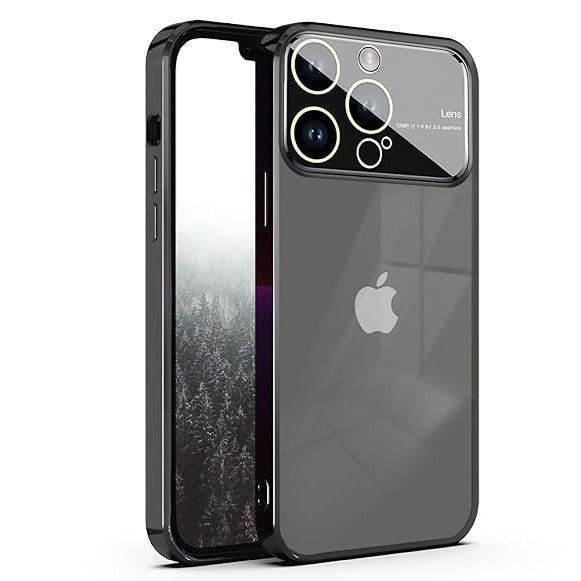 Luxury Plating Black Camera Protection Transparent Case for Apple iphone 12 Pro