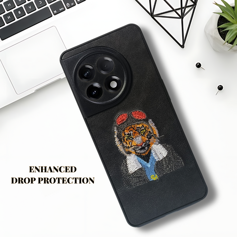 Black leather Black Red Cap Camera Ornamented for Oneplus 11R