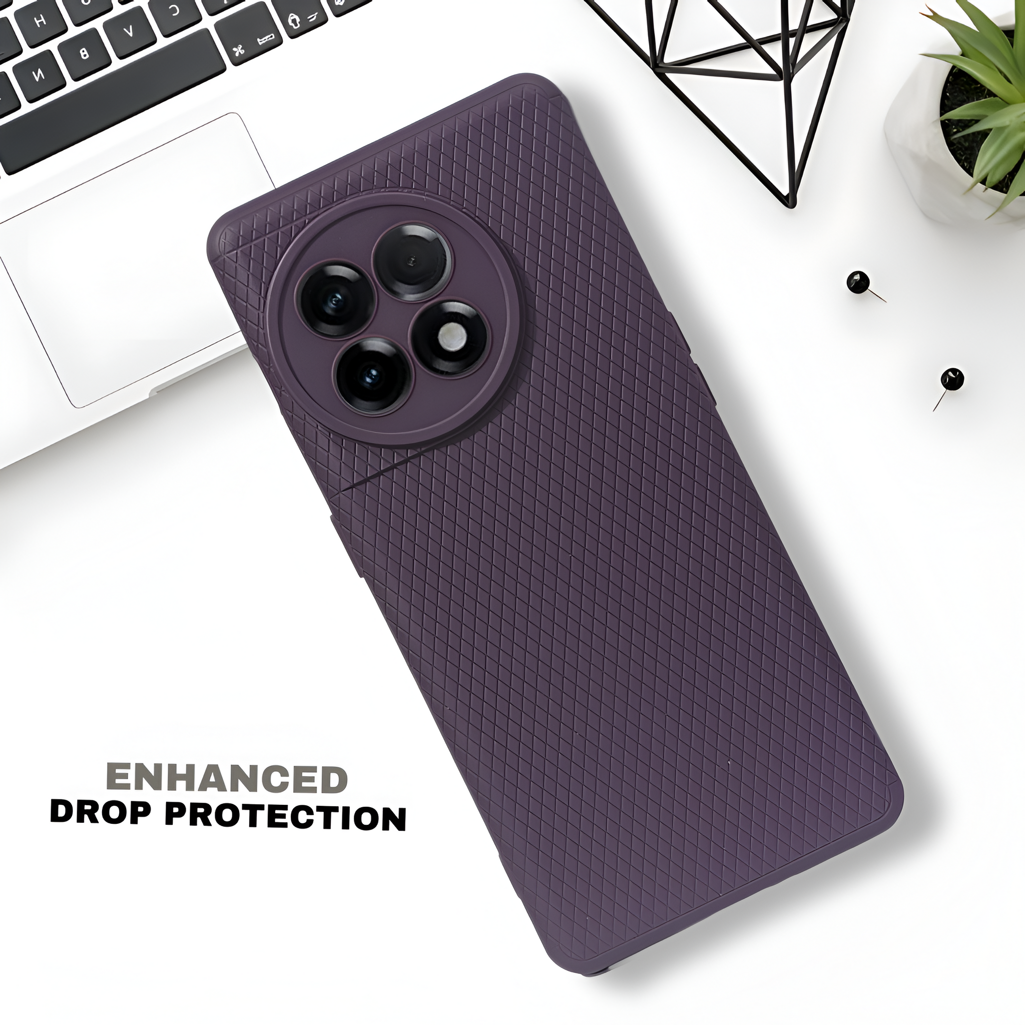 Deep Purple Line Wave Silicone Case for Oneplus 11R