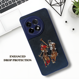 Blue Leather Dual Horse Rider Lion Camera Ornamented for Oneplus 11R