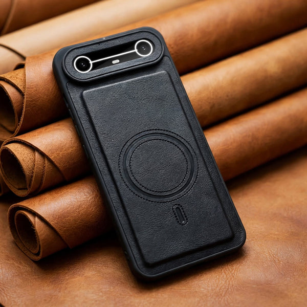 Crest Black Leather Case for Tecno Pova Slim