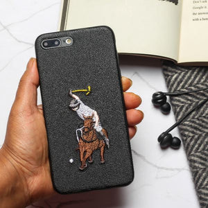 Black Leather Horse rider Ornamented for Apple iPhone 7 Plus