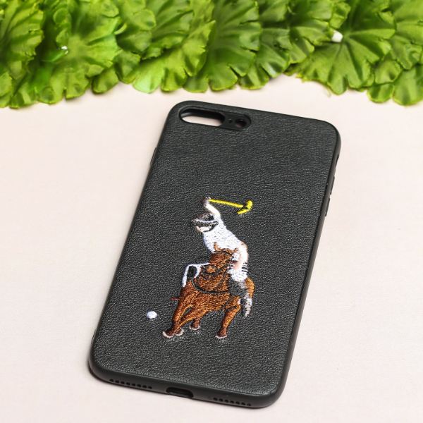 Black Leather Horse rider Ornamented for Apple iPhone 8 Plus