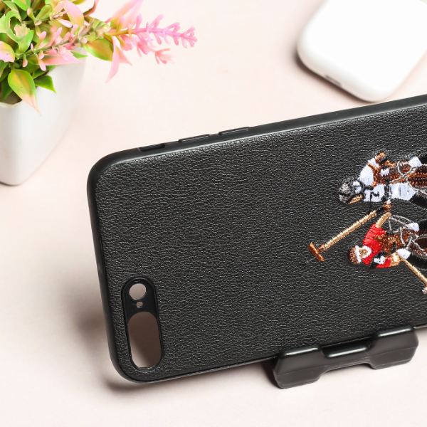 Black Leather Dual Horse rider Ornamented for Apple iPhone 7 Plus