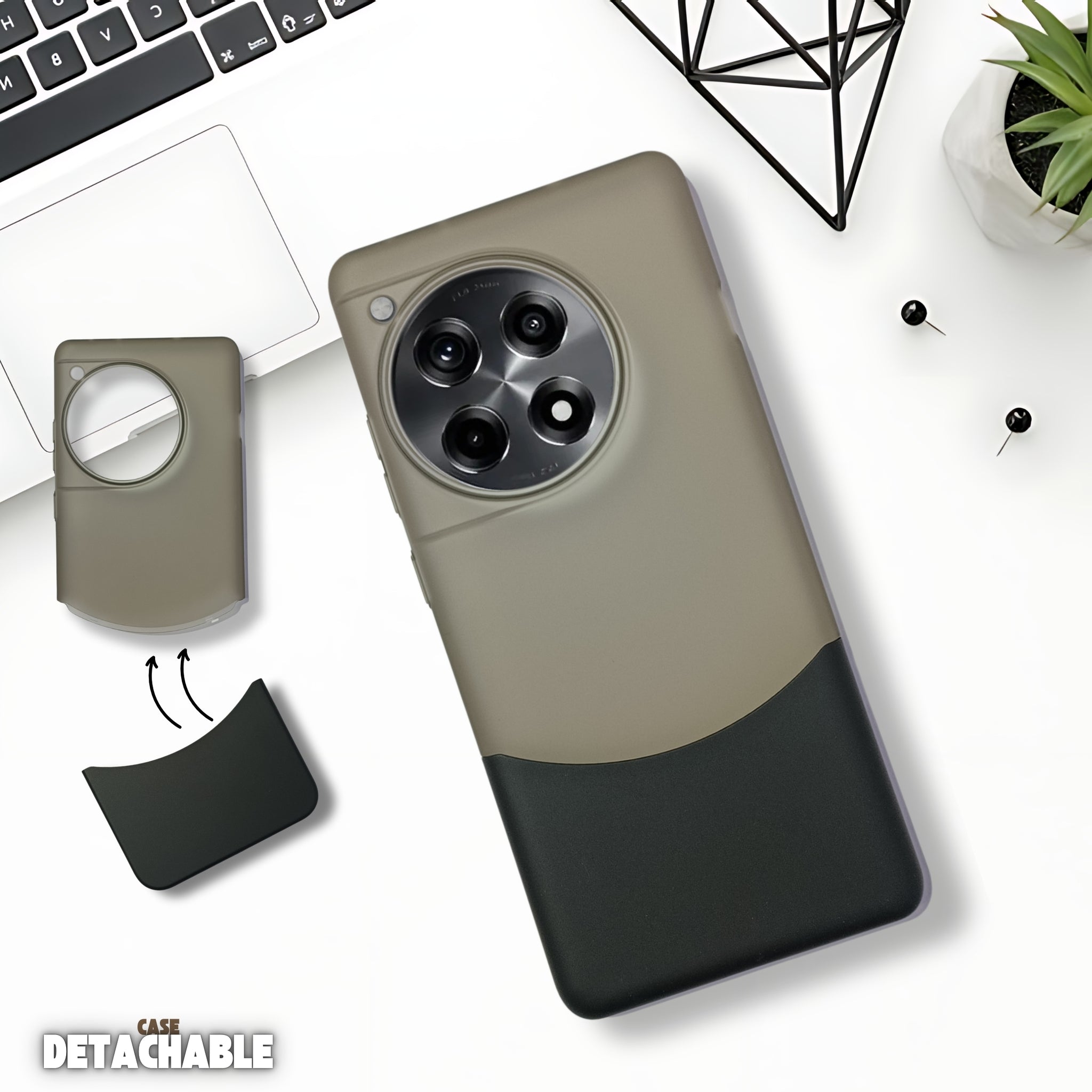 Black Detach Matte Case For Oneplus 12R