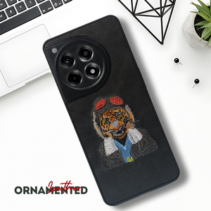 Black leather Black Red Cap Camera Ornamented for Oneplus 12R