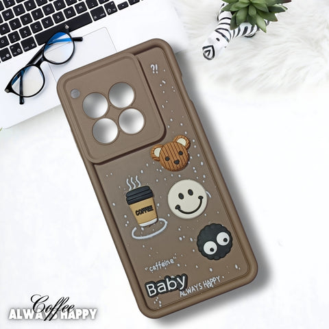Brown COFFEE (ALWAYS HAPPY) Silicone case for Oneplus 12R