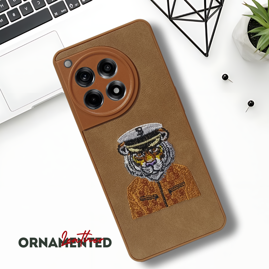 Brown Leather Captain Lion Camera Ornamented for Oneplus 12R