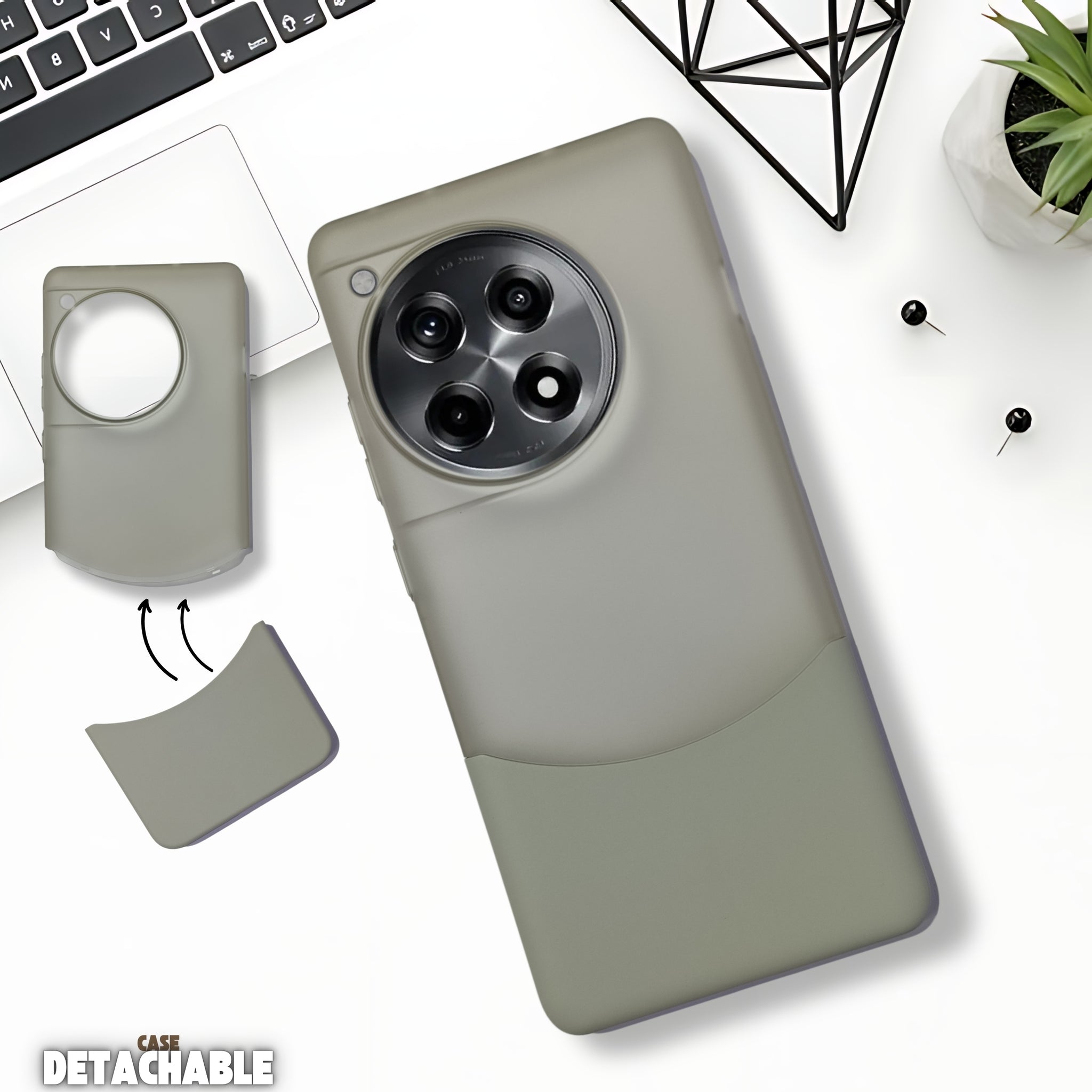 Grey Detach Matte Case For Oneplus 12R