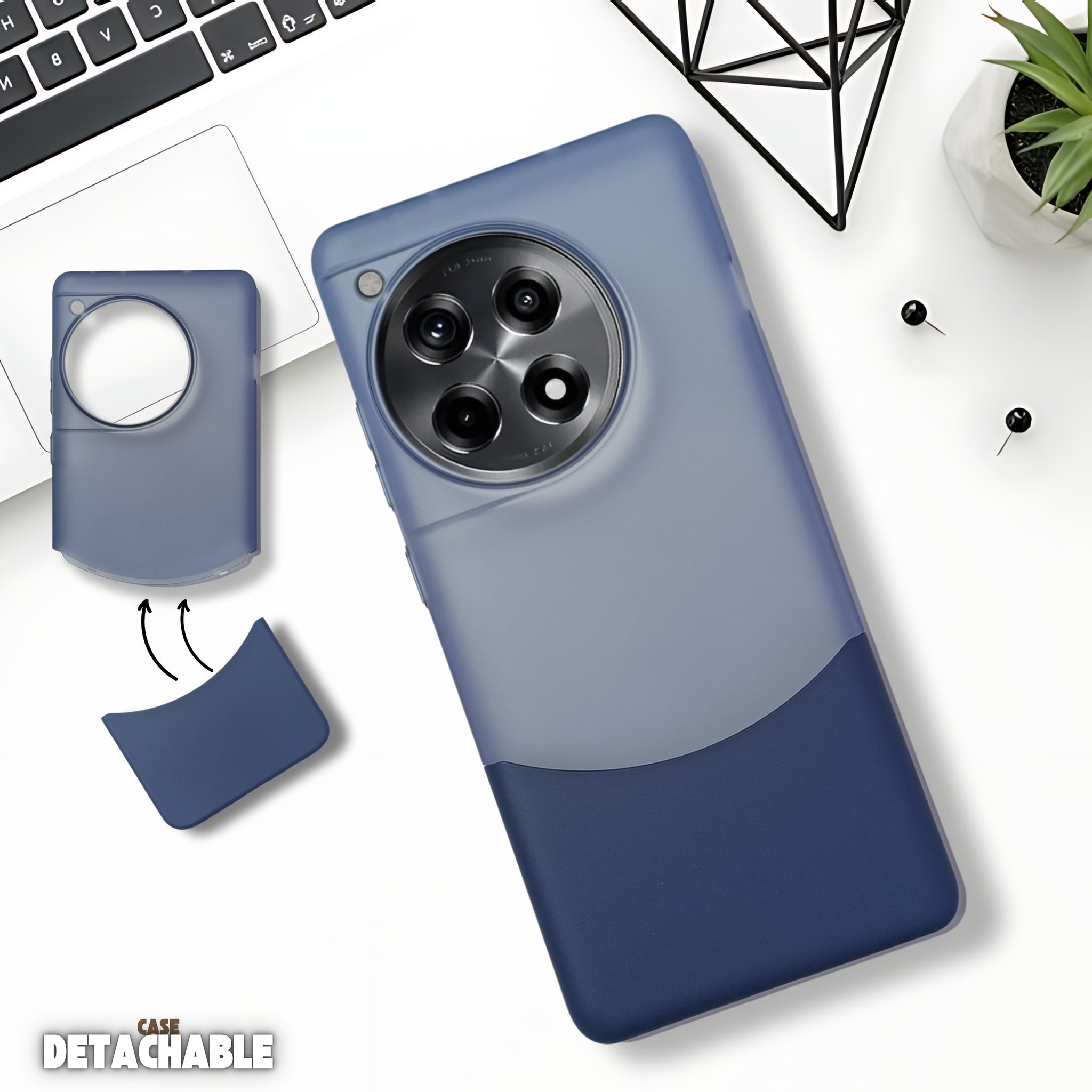 Dark Blue Detach Matte Case For Oneplus 12R
