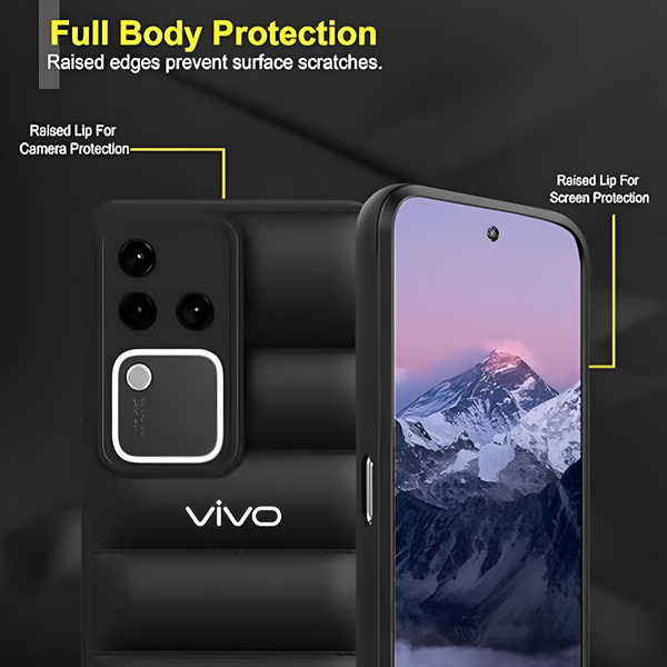 Black Puffon silicone case for Vivo V30 5G