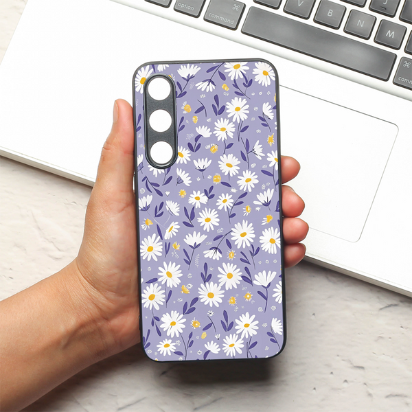 Lavender Daisies metal back case for Samsung S24 FE