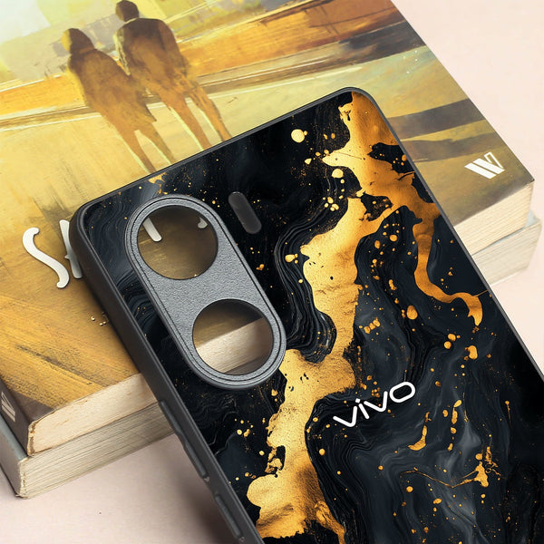 Black Gold Blaze  metal back case for Vivo V29e