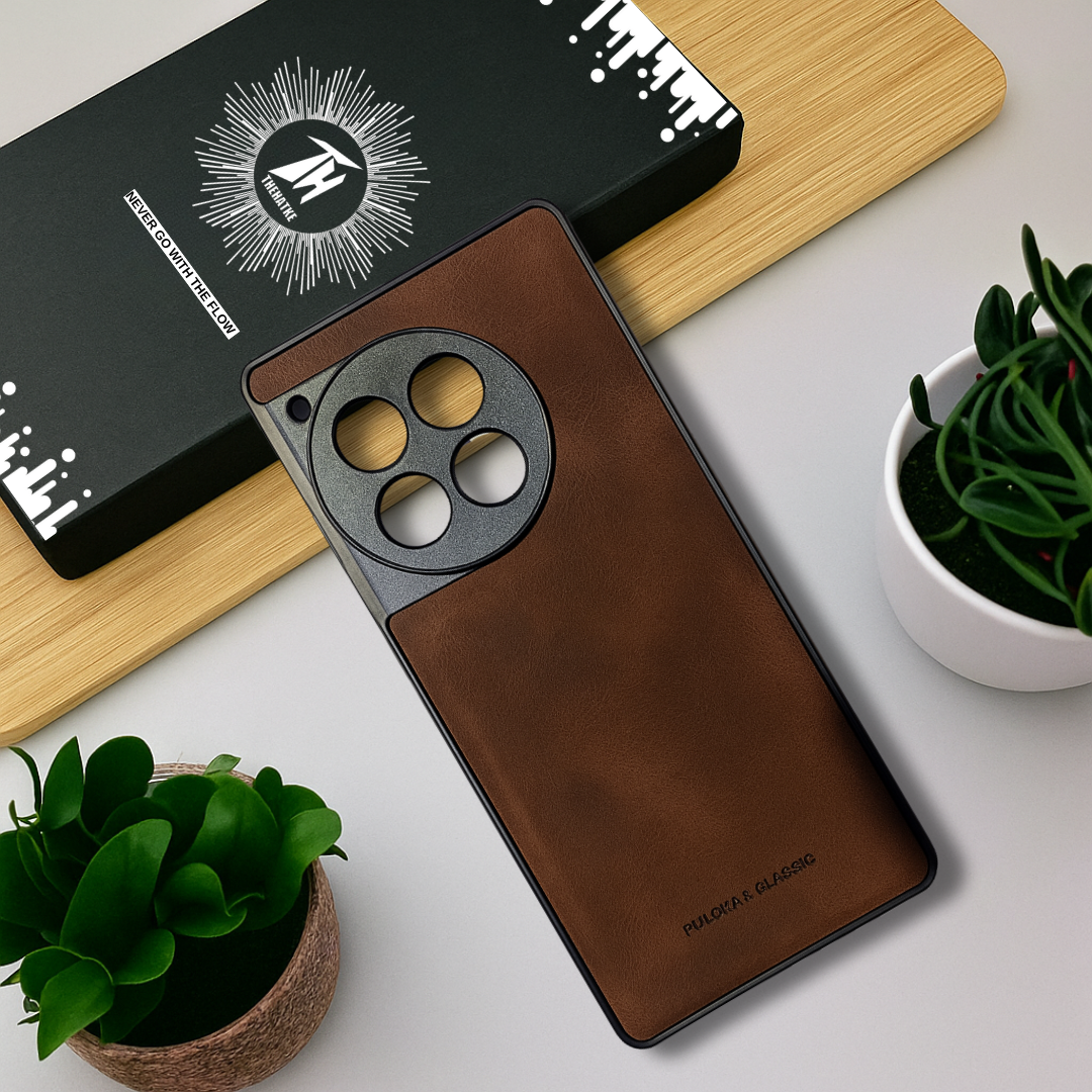 Dark Brown Classic Leather Case for Oneplus 12r