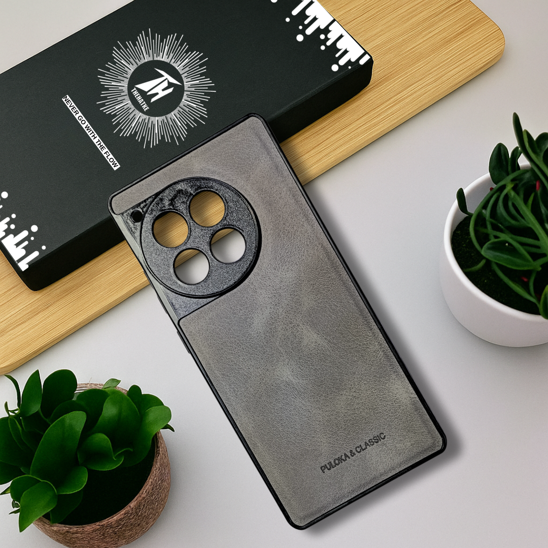 Grey Classic Leather Case for Oneplus 12r