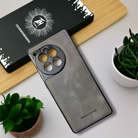 Grey Classic Leather Case for Oneplus 12r
