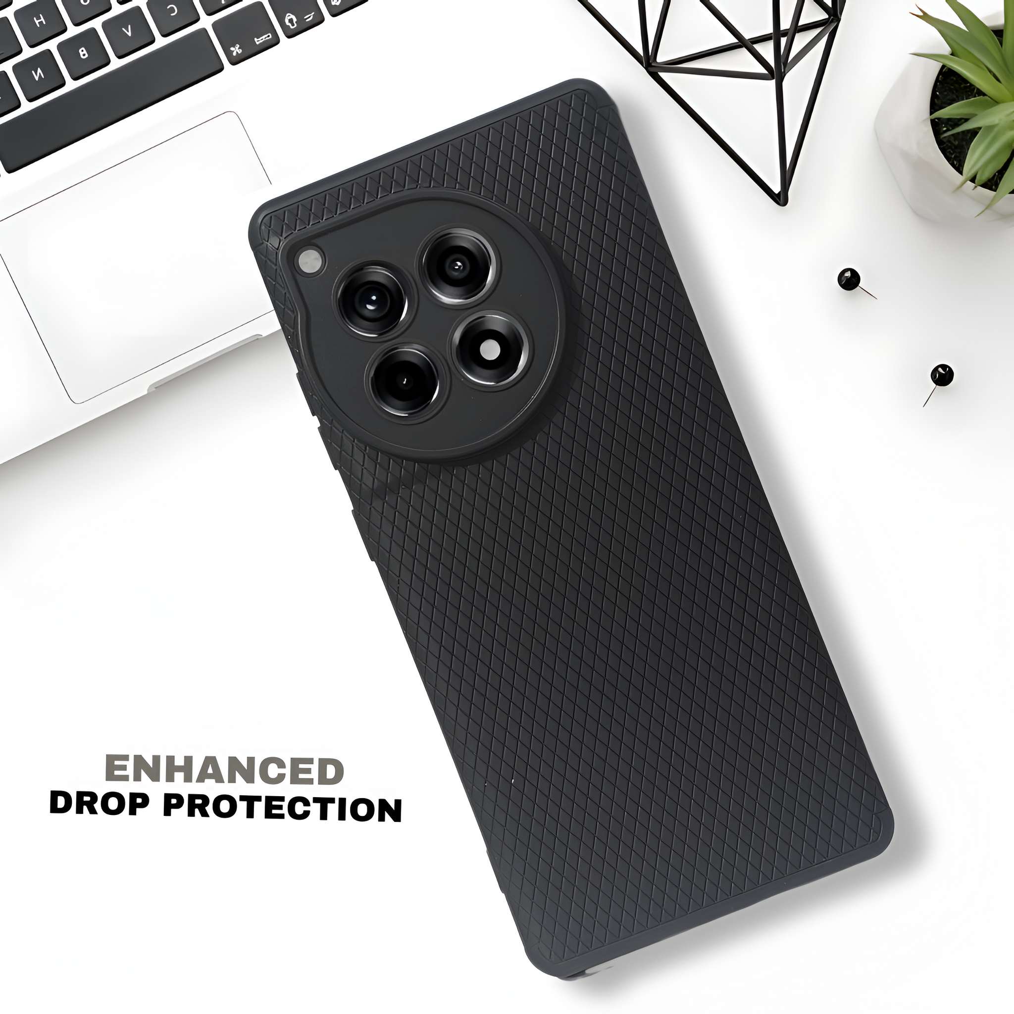 Black Line Wave Silicone Case for Oneplus 12R