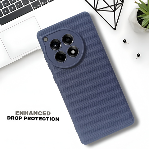 Dark Blue Line Wave Silicone Case for Oneplus 12R